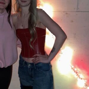 Edikted Red Strapless Crop Top